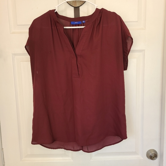 (425) Apt. 9  Woman's Short Sleeve Blouse, Size: Medium Color: Burgundy - Picture 2 of 11